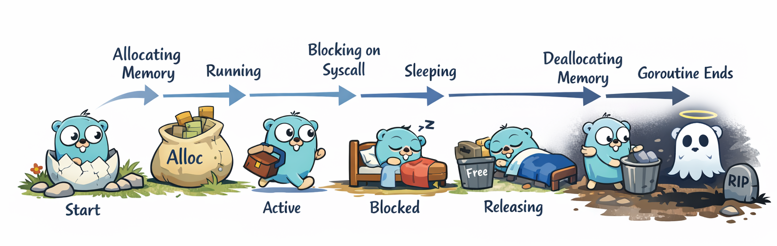 Lifecycle of a Go goroutine